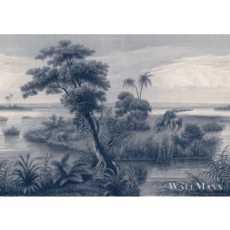   RASCH Lirico 556117 kék dzsungel mintás Grafikus digitális panel