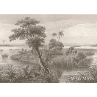   RASCH Lirico 556155 bézs dzsungel mintás Grafikus digitális panel