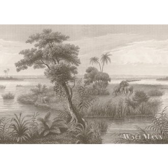   RASCH Lirico 556162 bézs dzsungel mintás Grafikus digitális panel