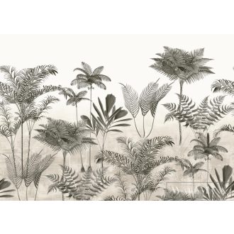   RASCH Lirico 556223 fekete-fehér pálmalevél mintás Grafikus digitális panel