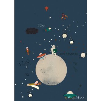   RASCH Stories 557435 kék Űrhajós mintás Gyerek vlies digitális panel