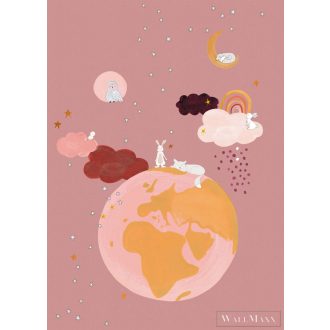   RASCH Stories 557572 pink Csillag mintás Gyerek vlies digitális panel