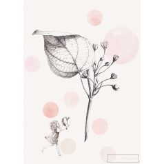   RASCH Stories 557671 fekete-fehér, pink Virág mintás Gyerek vlies digitális panel