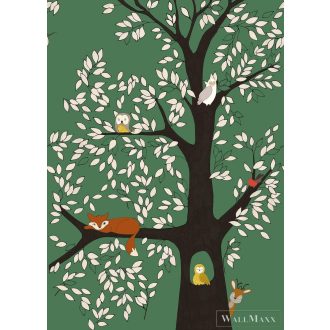   RASCH Stories 557763 zöld, barna Erdő mintás Gyerek vlies digitális panel