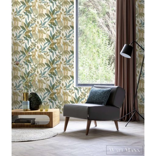 RASCH Country-Charme 580624 zöld levél mintás grafikai tapéta
