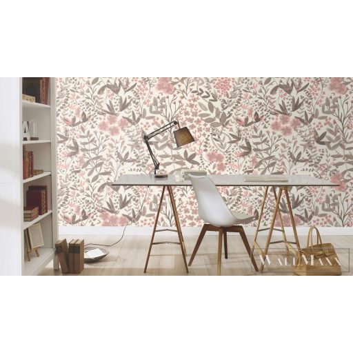 RASCH Country-Charme 580761 rózsaszín levél mintás grafikai tapéta