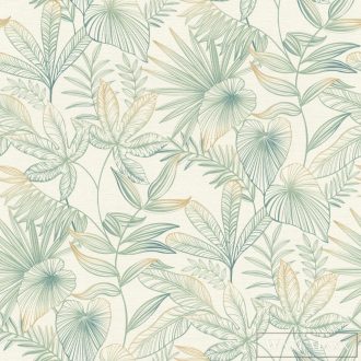   RASCH Country-Charme 580914 zöld levél mintás grafikai tapéta