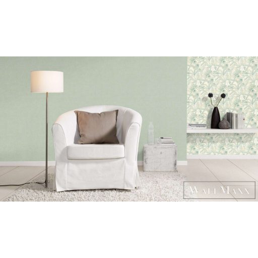 RASCH Country-Charme 580914 zöld levél mintás grafikai tapéta