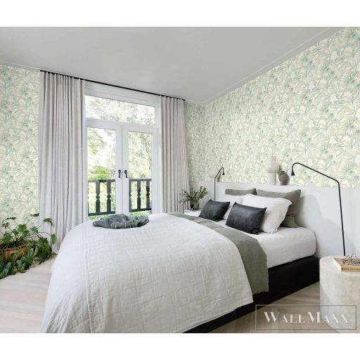 RASCH Country-Charme 580914 zöld levél mintás grafikai tapéta