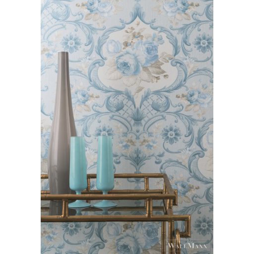 Marburg Opulence Classic 58267 kék virágmintás tapéta