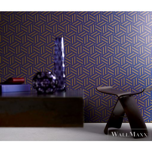 Marburg Ulf Moritz Signature 2022 59743 kék, barna Tér-hatású 3D-mintás Modern tapéta
