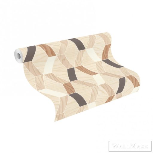 Rasch Bricks & Wood II 615760 Geometriai bézs intarzia mintás tapéta