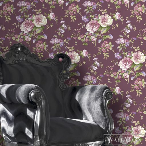 ICH Aromas 621-4 bordó nagy virág mintás klasszikus tapéta