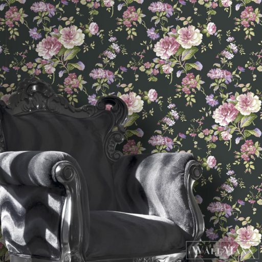 ICH Aromas 621-5 sötét nagy virág mintás klasszikus tapéta