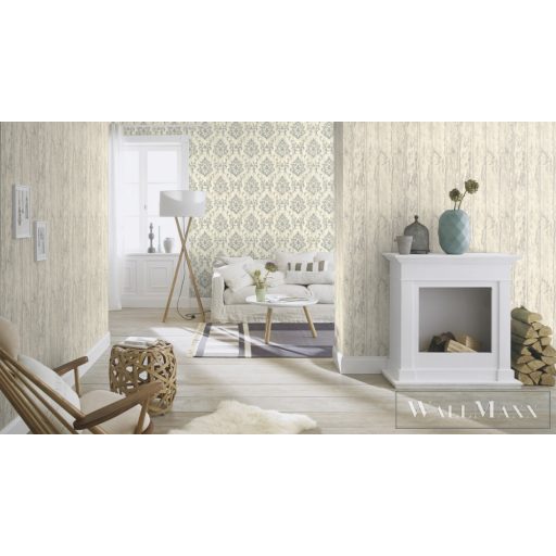Rasch Bricks & Wood II 625950 Barokk törtfehér intarzia mintás tapéta