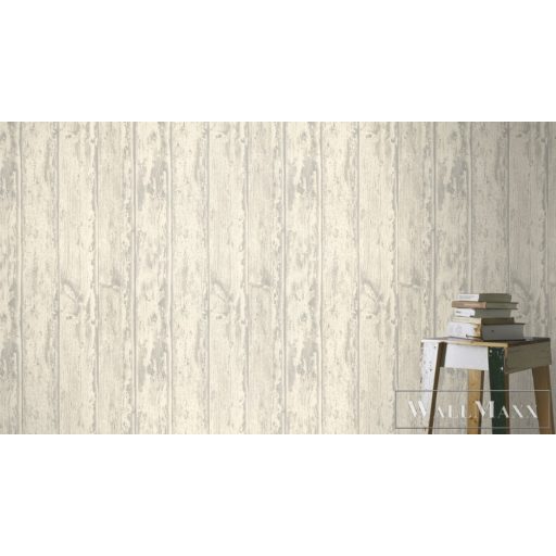 Rasch Bricks & Wood II 626322 Elegáns törtfehér hajópadló mintás tapéta