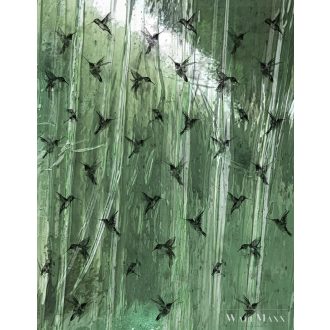   MARBURG Crush Motion 63463 zöld kolibri mintás Gyűrött digitális panel