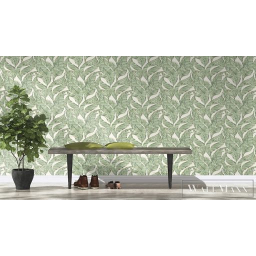 RASCH Welcome Home 653434 zöld levél mintás Elegáns tapéta