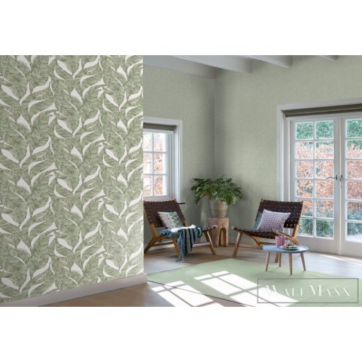 RASCH Welcome Home 653434 zöld levél mintás Elegáns tapéta