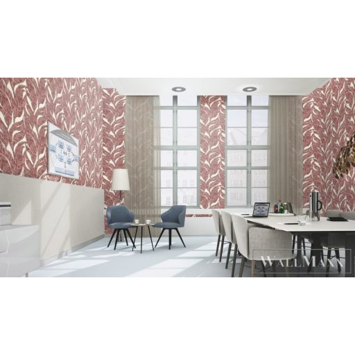 RASCH Welcome Home 653441 bordó levél mintás Elegáns tapéta