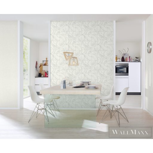 RASCH Welcome Home 653618 ezüst geometrikus mintás Elegáns tapéta