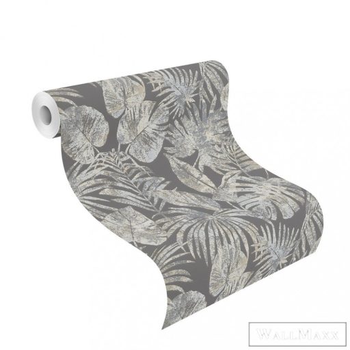 Rasch Astra 2023 687224 fekete levélmintás tapéta