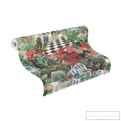 Rasch Tropical House 687408 piros Grafikai mediterrán mintás tapéta