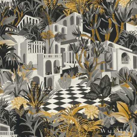 Rasch Tropical House 687422 sárga Grafikai mediterrán mintás tapéta