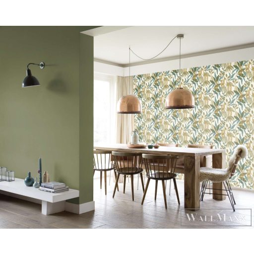 RASCH Country-Charme 687538 zöld szövet mintás modern tapéta