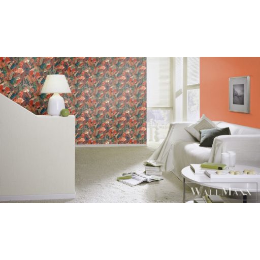 Rasch Tropical House 687569 narancssárga Textil mintás Modern vlies tapéta