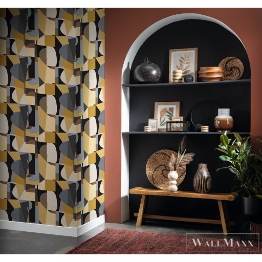 Rasch Tropical House 687705 sárga Modern grafikai mintás tapéta