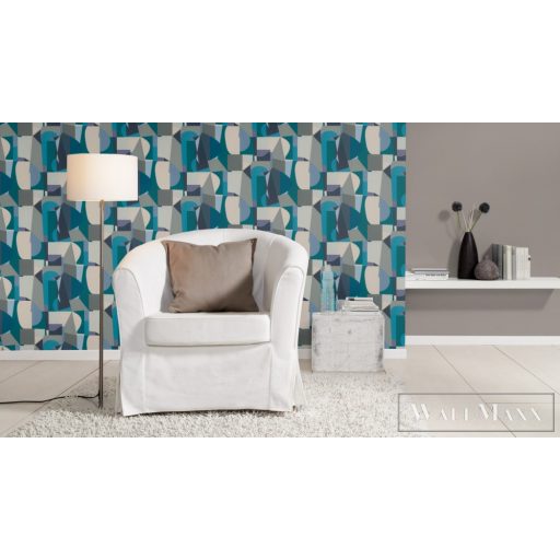 Rasch Tropical House 687729 kék Modern grafikai mintás tapéta