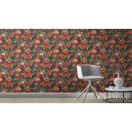 Rasch Tropical House 687811 piros Grafikai levél mintás tapéta