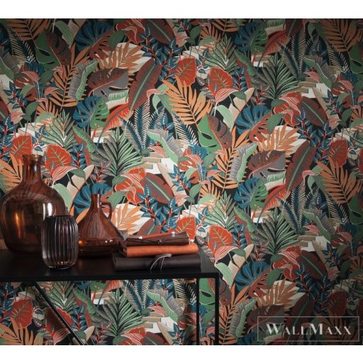 Rasch Tropical House 687811 piros Grafikai levél mintás tapéta