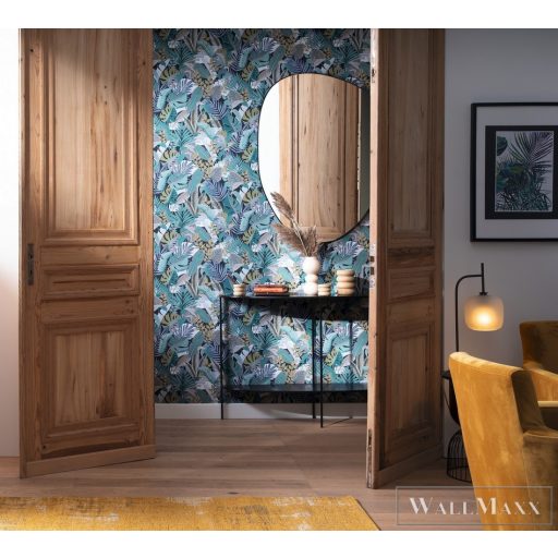 Rasch Tropical House 687828 lila Grafikai levél mintás tapéta