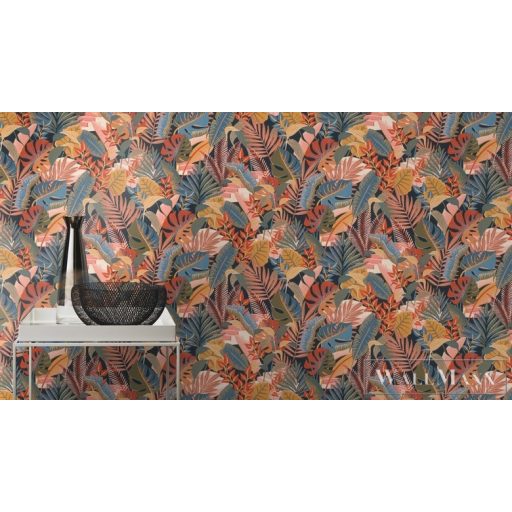 Rasch Tropical House 687835 kék Grafikai levél mintás tapéta