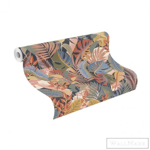 Rasch Tropical House 687835 kék Grafikai levél mintás tapéta