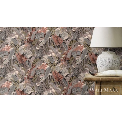 Rasch Tropical House 687842 oliva Grafikai levél mintás tapéta