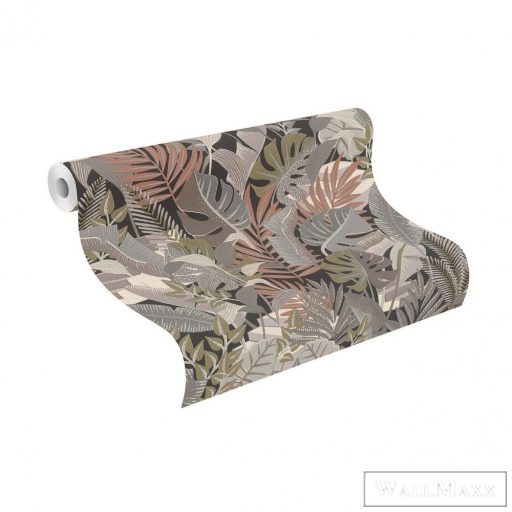 Rasch Tropical House 687842 oliva Grafikai levél mintás tapéta