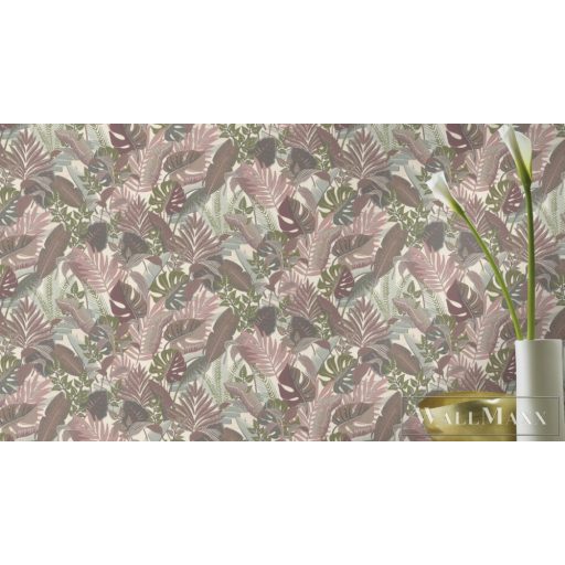 Rasch Tropical House 687859 törtfehér Grafikai levél mintás tapéta