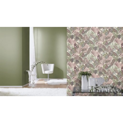 Rasch Tropical House 687859 törtfehér Grafikai levél mintás tapéta