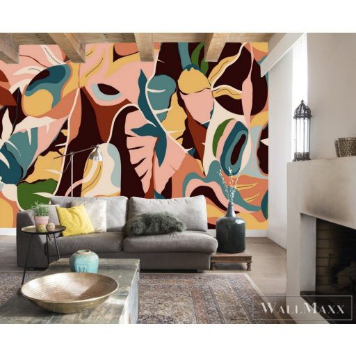 Rasch Tropical House 688160 rózsaszín Natúra levél mintás digitális panel