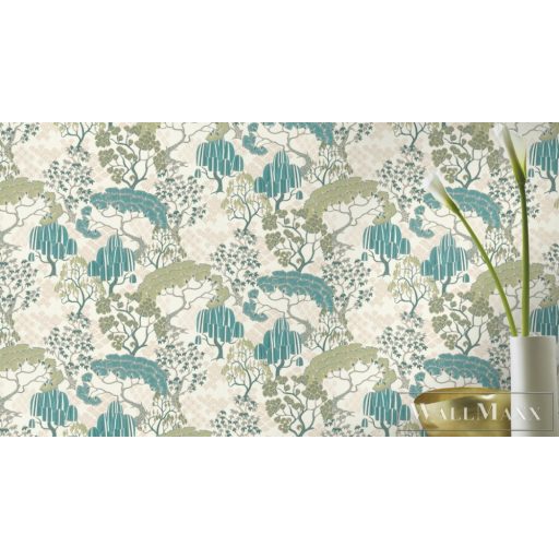 RASCH Rhapsody 691108 türkiz álomkert mintás Egzotikus tapéta