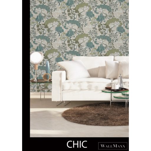 RASCH Rhapsody 691108 türkiz álomkert mintás Egzotikus tapéta