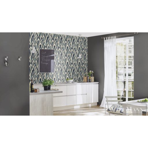 RASCH Rhapsody 691405 kék art deco mintás Egzotikus tapéta