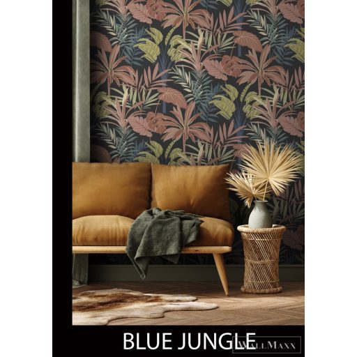 RASCH Rhapsody 691603 kék dzsungel mintás Egzotikus tapéta