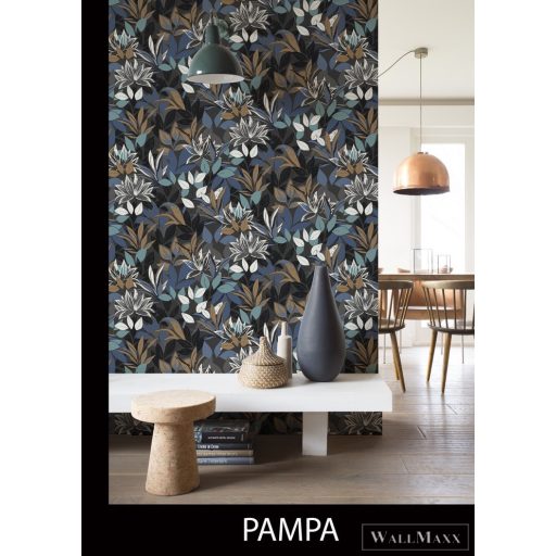 RASCH Rhapsody 692303 kék levél mintás Egzotikus tapéta