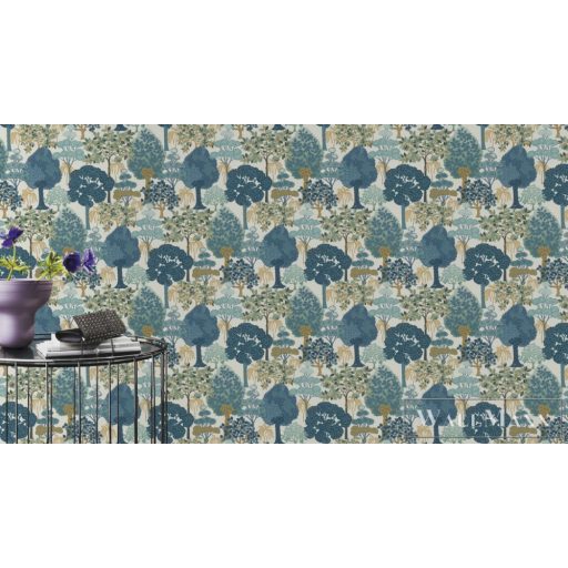 RASCH Rhapsody 692501 kék levél mintás Egzotikus tapéta