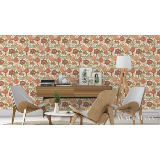 RASCH Rhapsody 692518 piros levél mintás Egzotikus tapéta