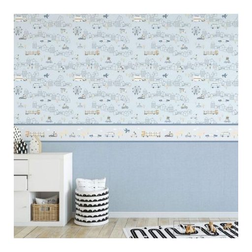ICH Noa 7002-1 kék Autó mintás Gyerek vlies tapéta